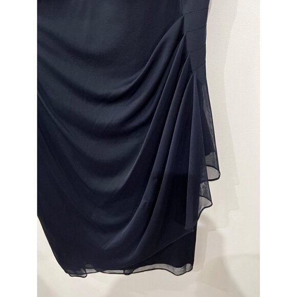 New Xscape Size 18 Beaded Short Sleeve Chiffon Sheath Dress Navy *Thread Pulls* - Picture 16 of 16